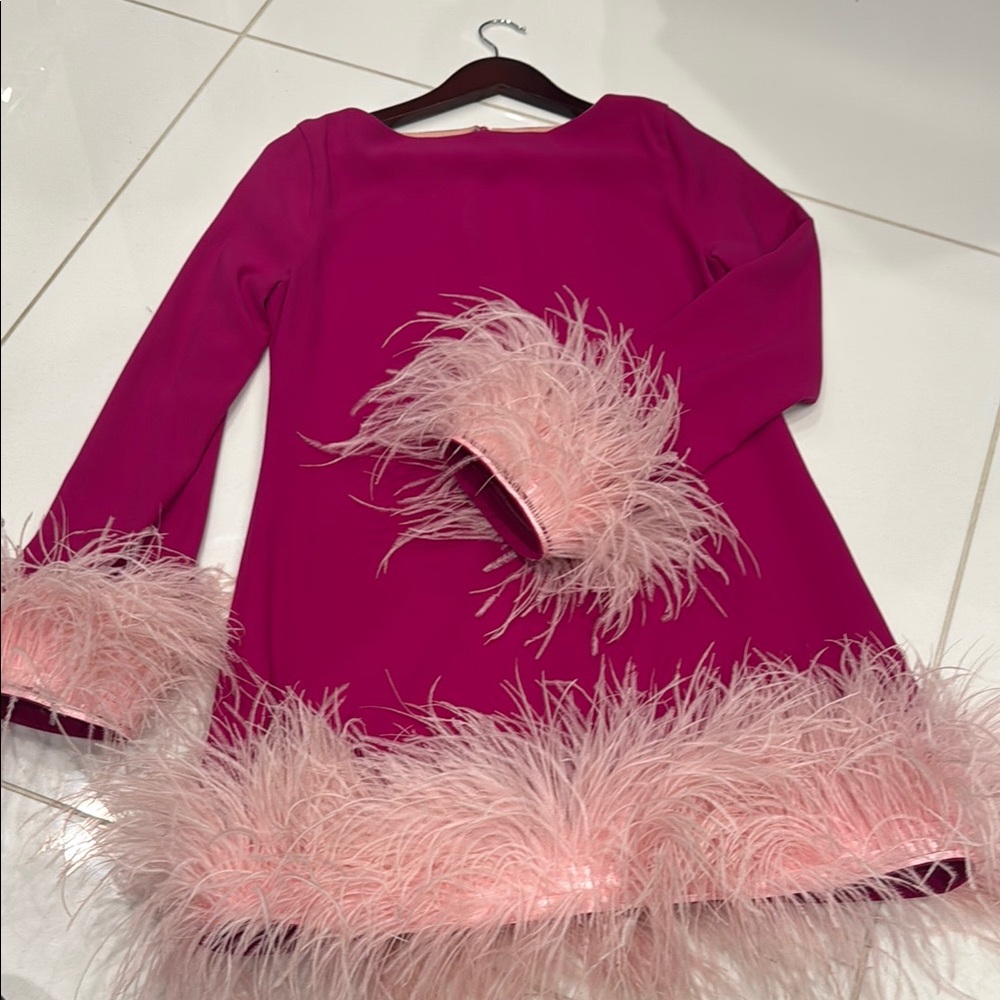 Women  Pink Feather Dress